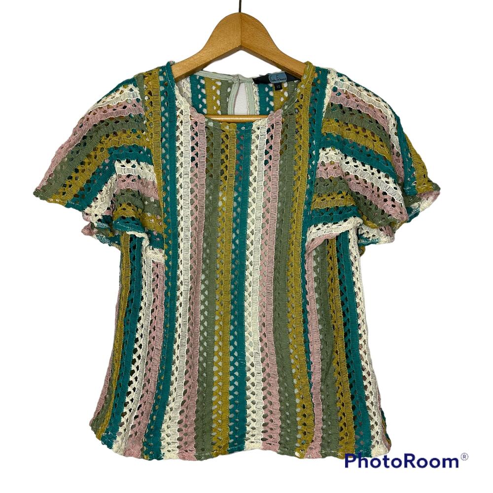 Anthropologie Eva Franco striped crochet top size xs